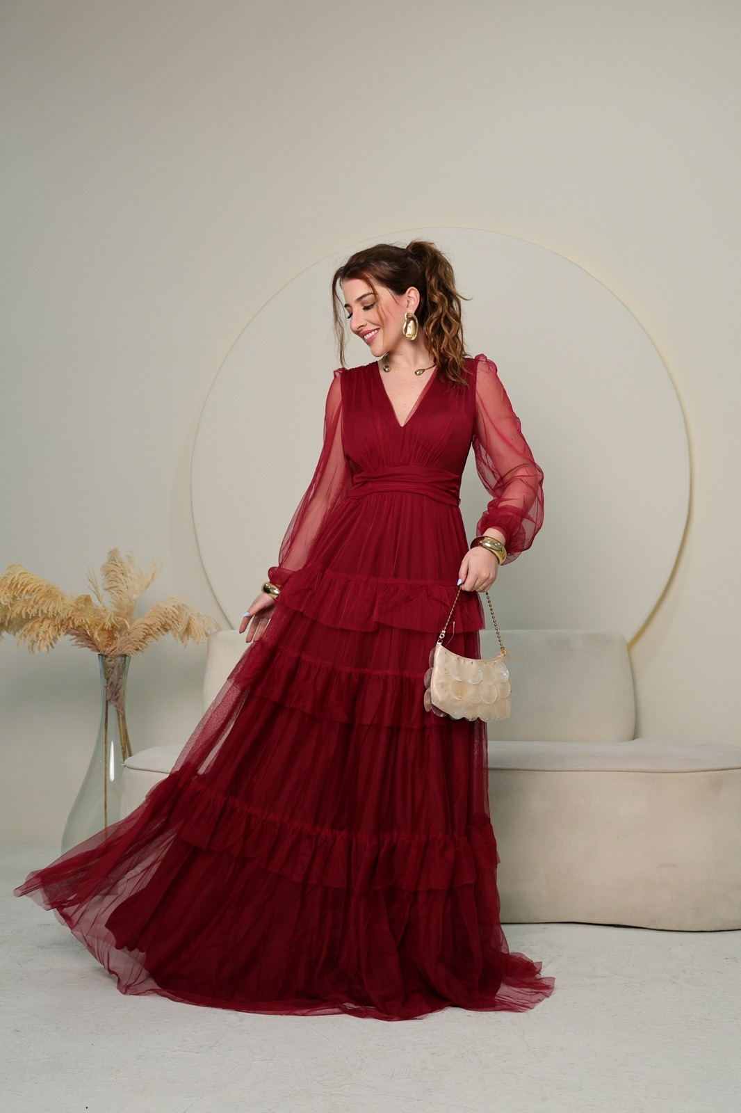 Vestido bordô